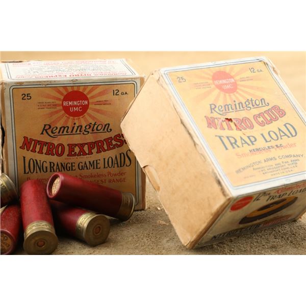 Vintage Remington Umc 12 Ga Full 25rd Nitro Express Box & Empty Nitro Club Trap Box