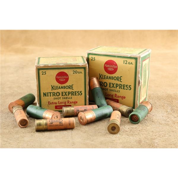 Two 25rd Boxes Of Vintage Remington Kleanbore Nitro Express 12 & 20 Ga 2 3/4" Ammunition