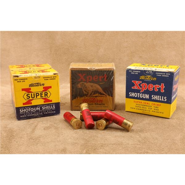 2x Full Vintage Boxes Western 16ga Paper Hulls 7.5 Shot + 2 Empty Xpert 12ga Boxes