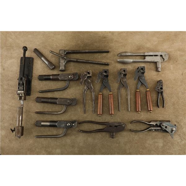 Antique 1880s Winchester 13pc Molds & Tools Lot, Bench Mount W/ Sleeve, Missing Pins