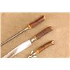 Image 11 : Vintage 1920s Winchester 3pc Stag Carving Set, 14" Knife, Fork W/ Guard, Sharpening Steel, Roll