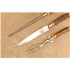 Image 12 : Vintage 1920s Winchester 3pc Stag Carving Set, 14" Knife, Fork W/ Guard, Sharpening Steel, Roll
