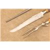 Image 13 : Vintage 1920s Winchester 3pc Stag Carving Set, 14" Knife, Fork W/ Guard, Sharpening Steel, Roll