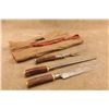 Image 1 : Vintage 1920s Winchester 3pc Stag Carving Set, 14" Knife, Fork W/ Guard, Sharpening Steel, Roll