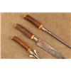 Image 4 : Vintage 1920s Winchester 3pc Stag Carving Set, 14" Knife, Fork W/ Guard, Sharpening Steel, Roll