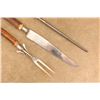 Image 9 : Vintage 1920s Winchester 3pc Stag Carving Set, 14" Knife, Fork W/ Guard, Sharpening Steel, Roll