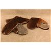 Image 1 : 2 Pairs Antique Sleigh Driving Gauntlet Mittens Hair On Horsehide Leather Gloves Large 19th Century