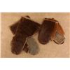 Image 2 : 2 Pairs Antique Sleigh Driving Gauntlet Mittens Hair On Horsehide Leather Gloves Large 19th Century