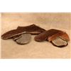 Image 3 : 2 Pairs Antique Sleigh Driving Gauntlet Mittens Hair On Horsehide Leather Gloves Large 19th Century