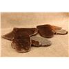 Image 4 : 2 Pairs Antique Sleigh Driving Gauntlet Mittens Hair On Horsehide Leather Gloves Large 19th Century