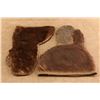 Image 5 : 2 Pairs Antique Sleigh Driving Gauntlet Mittens Hair On Horsehide Leather Gloves Large 19th Century