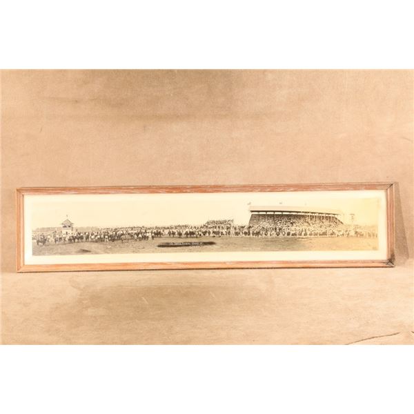 Antique 1922 Miles City Roundup 41x9 Framed Panoramic Silver Gelatin Photo Print