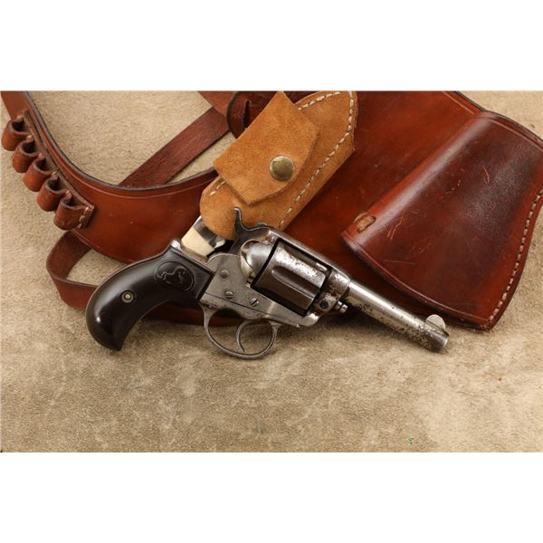Stembridge Colt 1877 Thunderer Nickel .41 Lc Double Action Revolver, Knife, Rig, 1883 Antique
