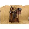 Image 3 : Antique 1880s Island City Saddlery Roper Single Cinch Saddle With Saddlebags, Lariat & Blanket