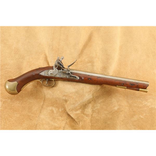 British Long Sea Service Tower East India Company Inspected .56 Cal 12" Flintlock Pistol Antique.