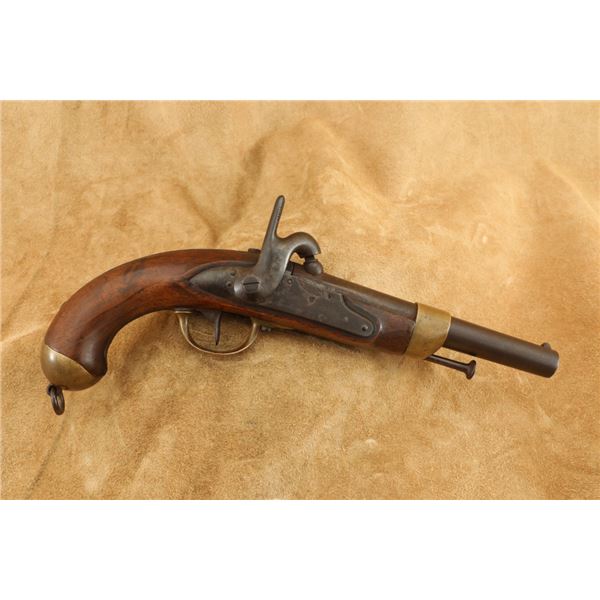 French Cavalry Pistol Model 1822 T Percussion Conversion .69 Cal 8" Mre. Rle. De Maubeuge Antique