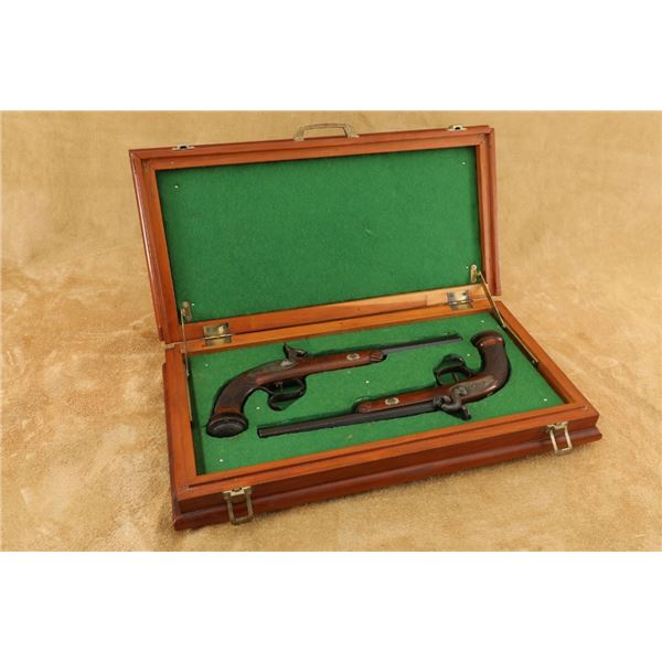 Cased Pair Belgian Liã¨ge Percussion .45 Caliber Cap & Ball 10" Rifled Target/dueling Pistols