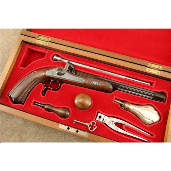 Cased Spanish Eibar Dueling Pistol .44 Caliber Percussion & Certificate Mfd 1982