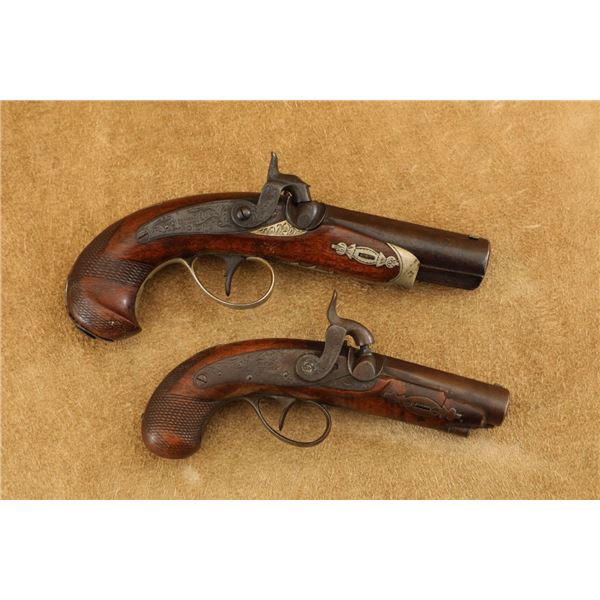 Lot Of 2 Wolf And Durringer, J.H. Carlton Deringer .41 And .52 Cal Percussion Pistols, Antique