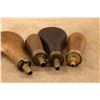 Image 11 : Antique & Repro Powder Flask Lot Am Flask Co Dixon Sykes Italian Navy Leather 8 Pc Set