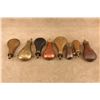 Image 2 : Antique & Repro Powder Flask Lot Am Flask Co Dixon Sykes Italian Navy Leather 8 Pc Set