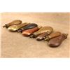 Image 3 : Antique & Repro Powder Flask Lot Am Flask Co Dixon Sykes Italian Navy Leather 8 Pc Set
