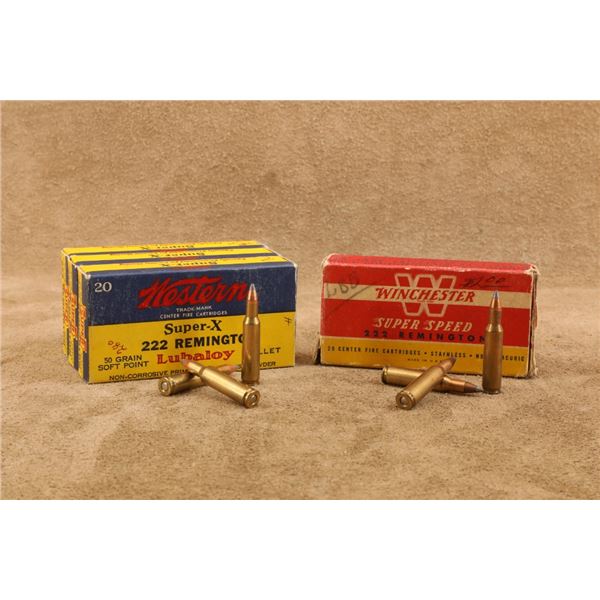 Vintage .222 Remington Ammo Lot 80 Rounds Western Super-x Winchester Super Speed Full Boxes