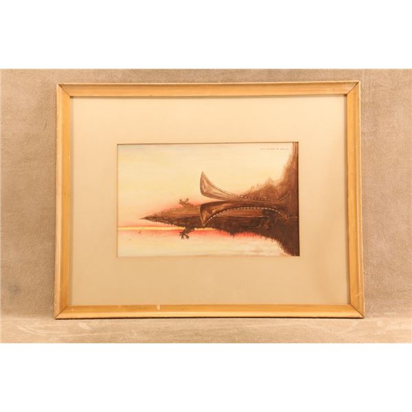 Vintage 1950 Claude W Hoeber Signed Coming To The Call Remington Moose Hunt Original Painting