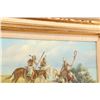 Image 10 : Vintage R F Morgan 27.5x24 Gilt Framed Plains Native Americans Horseback Original Oil Painting