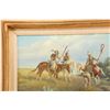 Image 11 : Vintage R F Morgan 27.5x24 Gilt Framed Plains Native Americans Horseback Original Oil Painting