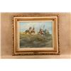 Image 1 : Vintage R F Morgan 27.5x24 Gilt Framed Plains Native Americans Horseback Original Oil Painting