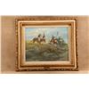 Image 2 : Vintage R F Morgan 27.5x24 Gilt Framed Plains Native Americans Horseback Original Oil Painting