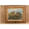Image 3 : Vintage R F Morgan 27.5x24 Gilt Framed Plains Native Americans Horseback Original Oil Painting