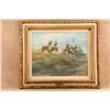 Image 4 : Vintage R F Morgan 27.5x24 Gilt Framed Plains Native Americans Horseback Original Oil Painting