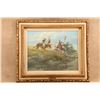 Image 5 : Vintage R F Morgan 27.5x24 Gilt Framed Plains Native Americans Horseback Original Oil Painting