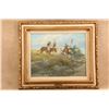 Image 6 : Vintage R F Morgan 27.5x24 Gilt Framed Plains Native Americans Horseback Original Oil Painting
