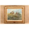 Image 7 : Vintage R F Morgan 27.5x24 Gilt Framed Plains Native Americans Horseback Original Oil Painting