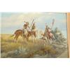 Image 9 : Vintage R F Morgan 27.5x24 Gilt Framed Plains Native Americans Horseback Original Oil Painting
