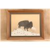 Image 1 : Doc Vintage Woody Big Bow 32x26 Winter In Taos Buffalo Bison Native American Original Painting