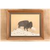 Image 2 : Doc Vintage Woody Big Bow 32x26 Winter In Taos Buffalo Bison Native American Original Painting