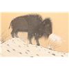 Image 4 : Doc Vintage Woody Big Bow 32x26 Winter In Taos Buffalo Bison Native American Original Painting