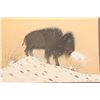 Image 5 : Doc Vintage Woody Big Bow 32x26 Winter In Taos Buffalo Bison Native American Original Painting