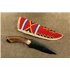 Image 10 : Lot Of 7 Modern Made Native American Style Custom Obsidian Knives, Beaded Sheaths, Wood Stands