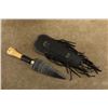 Image 15 : Lot Of 7 Modern Made Native American Style Custom Obsidian Knives, Beaded Sheaths, Wood Stands