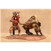 Image 1 : Vintage, 1950s, Fuller, Buffalo Hunter, 11" X 7" Overall, Chalkware Indian Figurine