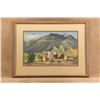 Image 1 : Vintage Philip House 27x20.5 Framed Adobe Pueblo Western Landscape Original Watercolor Painting