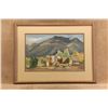 Image 2 : Vintage Philip House 27x20.5 Framed Adobe Pueblo Western Landscape Original Watercolor Painting