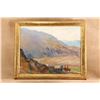 Image 1 : Vintage Arnold Franz Brasz 34.5x28.5 Gilt Framed Pioneer Wagon Train Western Landscape Oil Painting