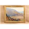 Image 3 : Vintage Arnold Franz Brasz 34.5x28.5 Gilt Framed Pioneer Wagon Train Western Landscape Oil Painting