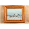 Image 1 : Vintage 1980 Daniel Maldonado 34x27.5 Framed Western Cowboy Winter Landscape Original Painting